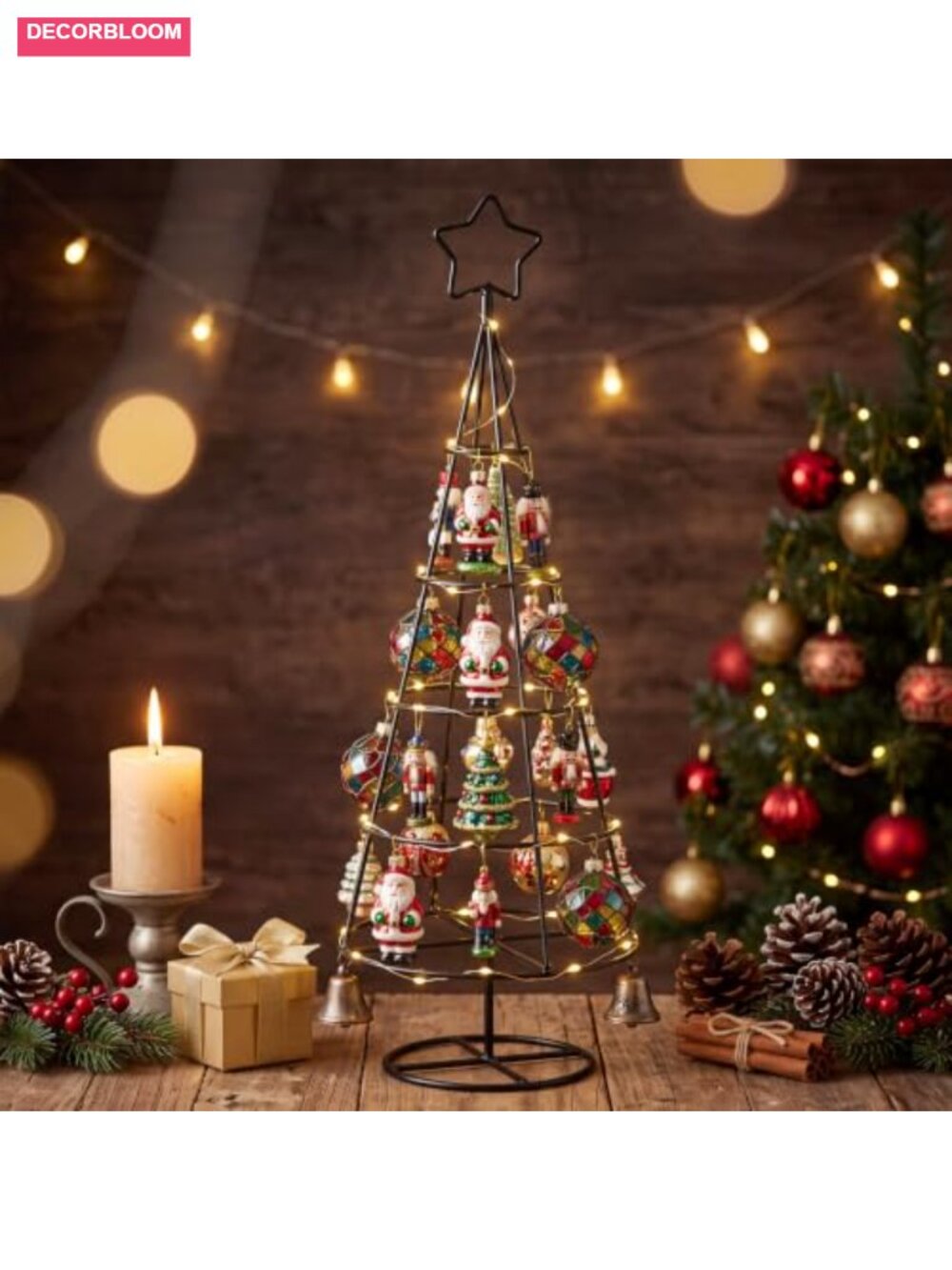 5 Tier Metal Christmas Ornament Display Stand Tree Holder 20 Inch